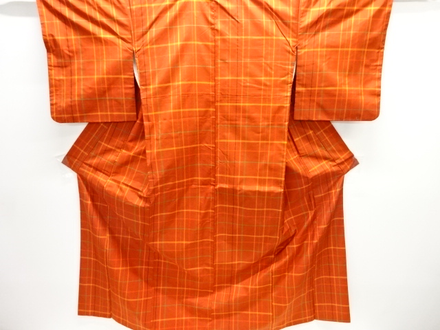 JAPANESE KIMONO / KIMONO ENSEMBLE / SILK / YONEZAWA TSUMUGI / WOVEN GRID